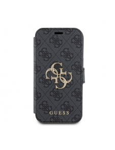 Iphone 15 Guess - Pu Läder 4g Folio Fodral Big Metal Logo - Grå