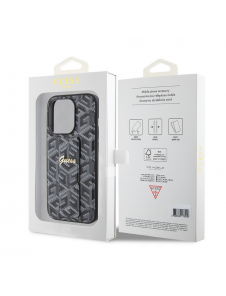 Iphone 15 Pro Guess - Grip Ställfodral Pu Gcube Metal Script Logo - Svart