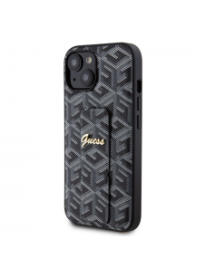 Iphone 15 Guess - Grip Ställfodral Pu Gcube Metal Script Logo - Svart