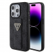 Iphone 15 Pro Max Guess - Grip Ställfodral Pu 4g Metall Triangle Strass Logo - Svart
