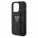 Iphone 15 Pro Max Guess - Grip Ställfodral Pu 4g Metall Triangle Strass Logo - Svart