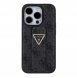 Iphone 15 Pro Max Guess - Grip Ställfodral Pu 4g Metall Triangle Strass Logo - Svart