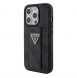 Iphone 15 Pro Max Guess - Grip Ställfodral Pu 4g Metall Triangle Strass Logo - Svart