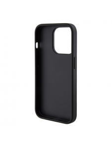 Iphone 15 Pro Guess - Grip Ställfodral Pu 4g Metal Triangle Strass Logo - Svart