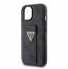 Iphone 15 Guess - Grip Ställfodral Pu 4g Metall Triangle Strass Logo - Svart