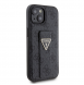 Iphone 15 Guess - Grip Ställfodral Pu 4g Metall Triangle Strass Logo - Svart