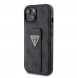 Iphone 15 Guess - Grip Ställfodral Pu 4g Metall Triangle Strass Logo - Svart