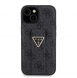 Iphone 15 Guess - Grip Ställfodral Pu 4g Metall Triangle Strass Logo - Svart