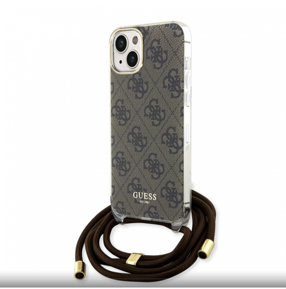 Iphone 15 Guess - Iml 4g Tryckt Crossbody Cord Cord - Brunt