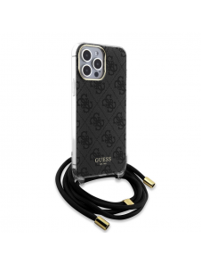Iphone 15 Pro Max Guess - Iml 4g Tryckt Crossbody Cover Cord - Svart