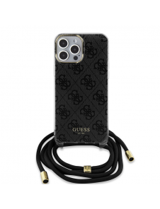 Iphone 15 Pro Max Guess - Iml 4g Tryckt Crossbody Cover Cord - Svart