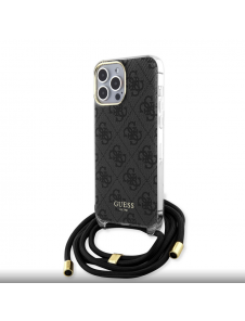 Iphone 15 Pro Max Guess - Iml 4g Tryckt Crossbody Cover Cord - Svart
