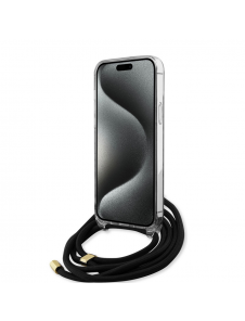 Iphone 15 Pro Max Guess - Iml 4g Tryckt Crossbody Cover Cord - Svart