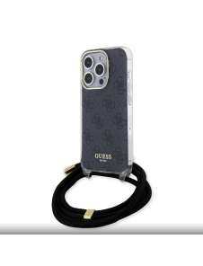 Iphone 15 Pro Guess - Iml 4g Tryckt Crossbody Cover Cord - Svart
