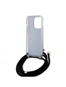 Iphone 15 Pro Guess - Iml 4g Tryckt Crossbody Cover Cord - Svart