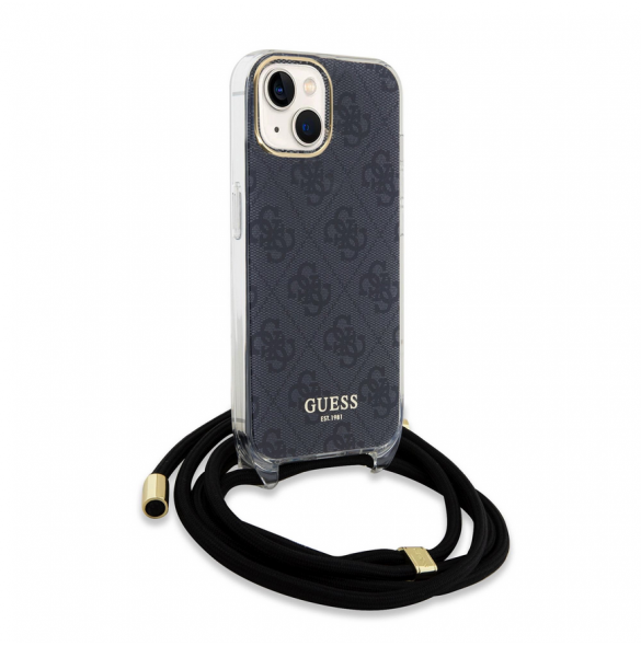 Iphone 15 Guess - Iml 4g Tryckt Crossbody Cord Cord - Svart