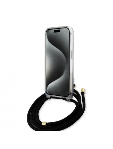 Iphone 15 Guess - Iml 4g Tryckt Crossbody Cord Cord - Svart