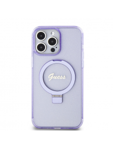 Iphone 15 Pro Max Guess - Iml Ringställ Funktion Magsafe-fodral Med Glitter - Lila