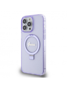 Iphone 15 Pro Max Guess - Iml Ringställ Funktion Magsafe-fodral Med Glitter - Lila