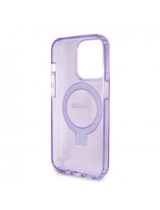 Iphone 15 Pro Guess - Iml Ringställfunktion Magsafe-fodral Med Glitter - Lila