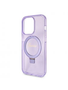 Iphone 15 Pro Guess - Iml Ringställfunktion Magsafe-fodral Med Glitter - Lila