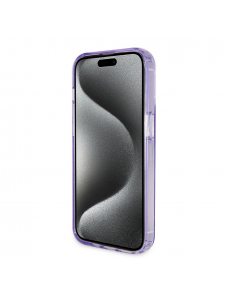 Iphone 15 Pro Guess - Iml Ringställfunktion Magsafe-fodral Med Glitter - Lila