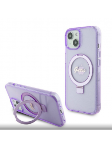Iphone 15 Plus Guess - Iml Ringställ Funktion Magsafe-fodral Med Glitter - Lila