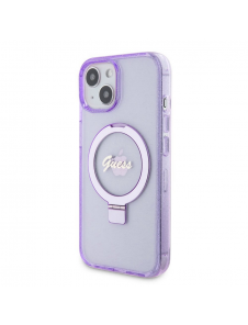 Iphone 15 Plus Guess - Iml Ringställ Funktion Magsafe-fodral Med Glitter - Lila