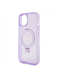 Iphone 15 Plus Guess - Iml Ringställ Funktion Magsafe-fodral Med Glitter - Lila