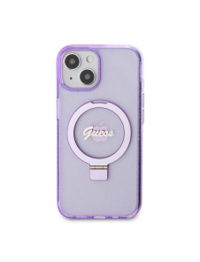 Iphone 15 Plus Guess - Iml Ringställ Funktion Magsafe-fodral Med Glitter - Lila