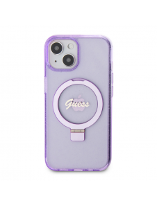Iphone 15 Guess - Iml Ringställfunktion Magsafe-fodral Med Glitter - Lila