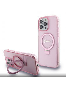 Iphone 15 Pro Max Guess - Iml Ringställfunktion Magsafe-fodral Med Glitter - Rosa