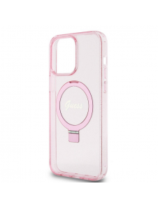 Iphone 15 Pro Max Guess - Iml Ringställfunktion Magsafe-fodral Med Glitter - Rosa