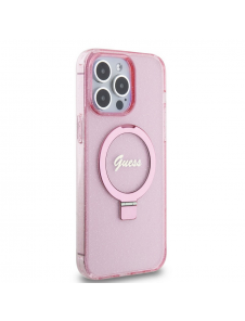 Iphone 15 Pro Max Guess - Iml Ringställfunktion Magsafe-fodral Med Glitter - Rosa