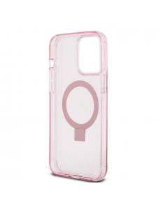 Iphone 15 Pro Guess - Iml Ringställfunktion Magsafe-fodral Med Glitter - Rosa