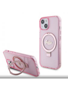 Iphone 15 Guess - Iml Ringställfunktion Magsafe-fodral Med Glitter - Rosa