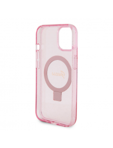 Iphone 15 Guess - Iml Ringställfunktion Magsafe-fodral Med Glitter - Rosa