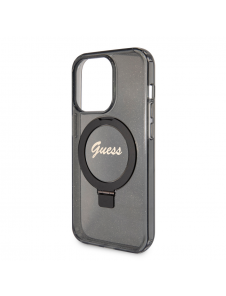 Iphone 15 Pro Max Guess - Iml Ringställfunktion Magsafe-fodral Med Glitter - Svart
