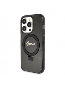 Iphone 15 Pro Guess - Iml Ringställfunktion Magsafe-fodral Med Glitter - Svart