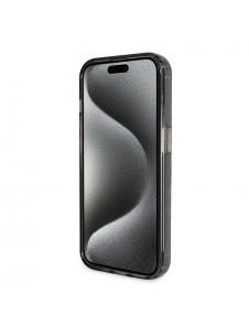 Iphone 15 Pro Guess - Iml Ringställfunktion Magsafe-fodral Med Glitter - Svart