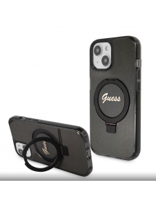 Iphone 15 Guess - Iml Ringställfunktion Magsafe-fodral Med Glitter - Svart