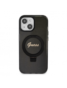 Iphone 15 Guess - Iml Ringställfunktion Magsafe-fodral Med Glitter - Svart