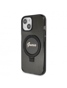 Iphone 15 Guess - Iml Ringställfunktion Magsafe-fodral Med Glitter - Svart
