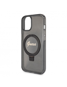 Iphone 15 Guess - Iml Ringställfunktion Magsafe-fodral Med Glitter - Svart