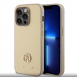 Iphone 15 Pro Max Guess Pu Läder 4g Rund Metalllogo Med Strass - Guld