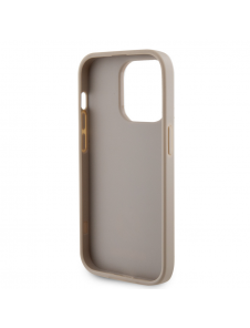 Iphone 15 Pro Max Guess Pu Läder 4g Rund Metalllogo Med Strass - Guld