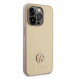 Iphone 15 Pro Max Guess Pu Läder 4g Rund Metalllogo Med Strass - Guld