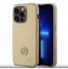 Iphone 15 Pro Guess Pu Läder 4g Rund Metalllogo Med Strass - Guld