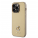 Iphone 15 Pro Guess Pu Läder 4g Rund Metalllogo Med Strass - Guld