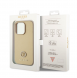 Iphone 15 Pro Guess Pu Läder 4g Rund Metalllogo Med Strass - Guld